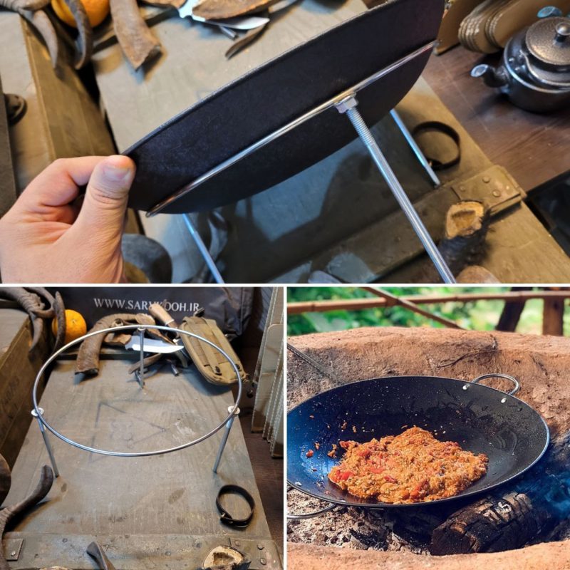 پک SP47 ساج تفلن کمپینگ sd20 42cm + پایه و حلقه ساج